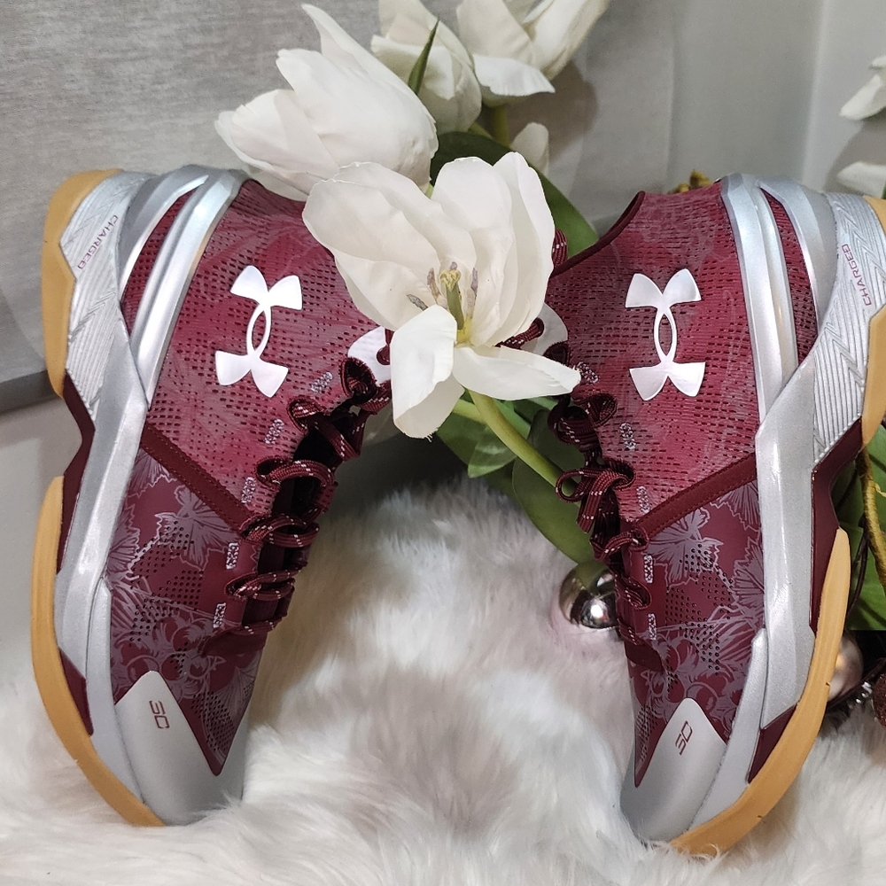 Under Armour Curry 2 Retro UA Domaine Red Silver Gum 3026052-601 Men’s Sz10.5